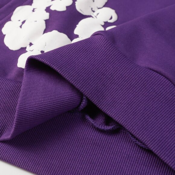 Denim Tears Kapok Purple Embossed Print Hooded Cotton Sweatshirt - Picture 5 of 8